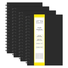 Graph Paper Spiral Notebook A5 Grid Journal 5.62x8.4in 4 Pack for Writing
