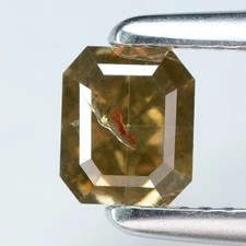0.99Ct Rare 100% Natural No Treated I-1 Octagan Fancy Yellowish Orange Diamond