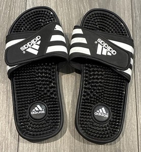 Adidas Youth Adissage Slides Sandal Black/White/Black Boys Size 4