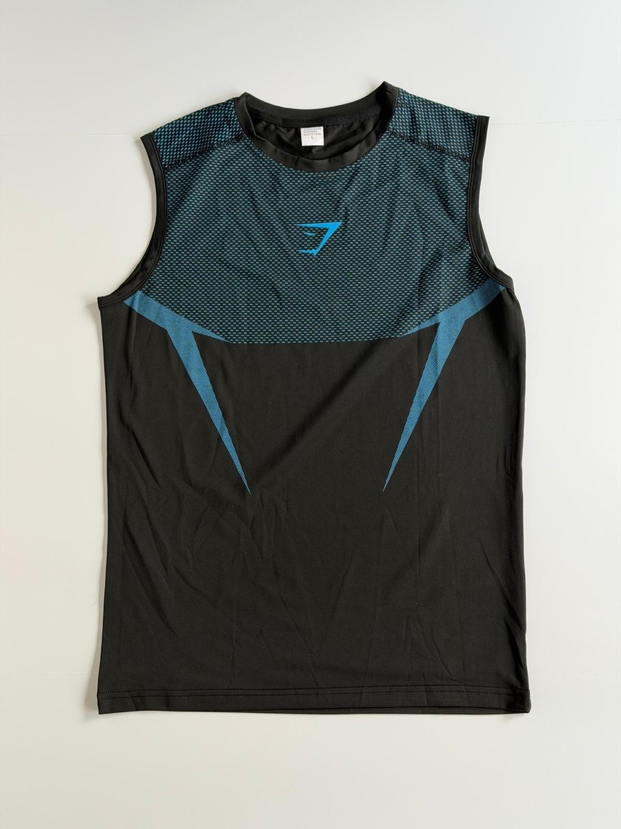 GYMSHARK Onyx 5.0 V5 Tank - RED/BRAND BLUE - SLEEVELESS - M/L FAST