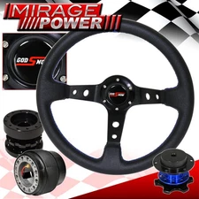 Quick Release For 89-98 Maxima + Deep Dish Black Steering Wheel + Hub Extender