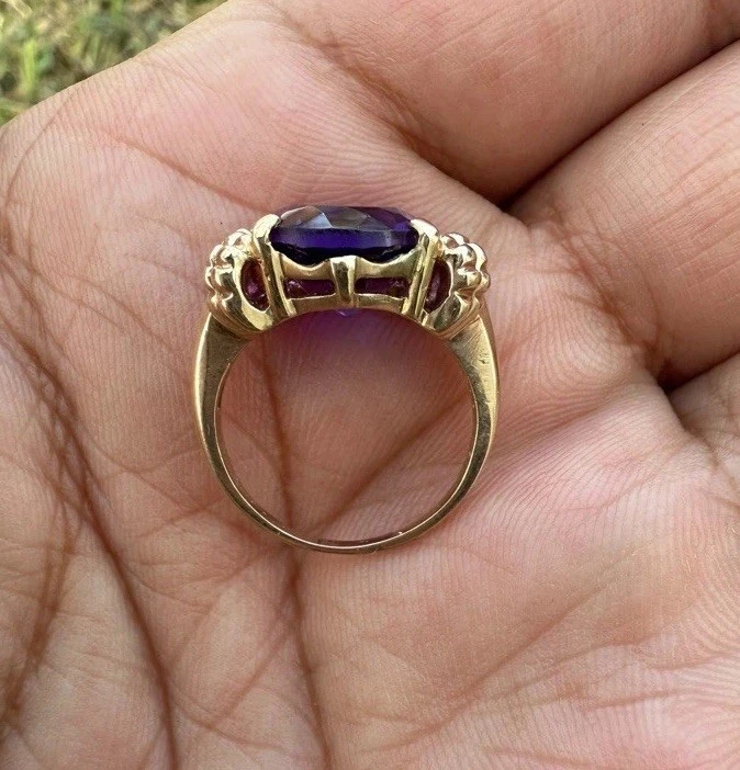 Precioso Anillo Antiguo/Vintage Oro Amarillo 10k - 14k con Amatista Calidad Gema Foto 3 de 3