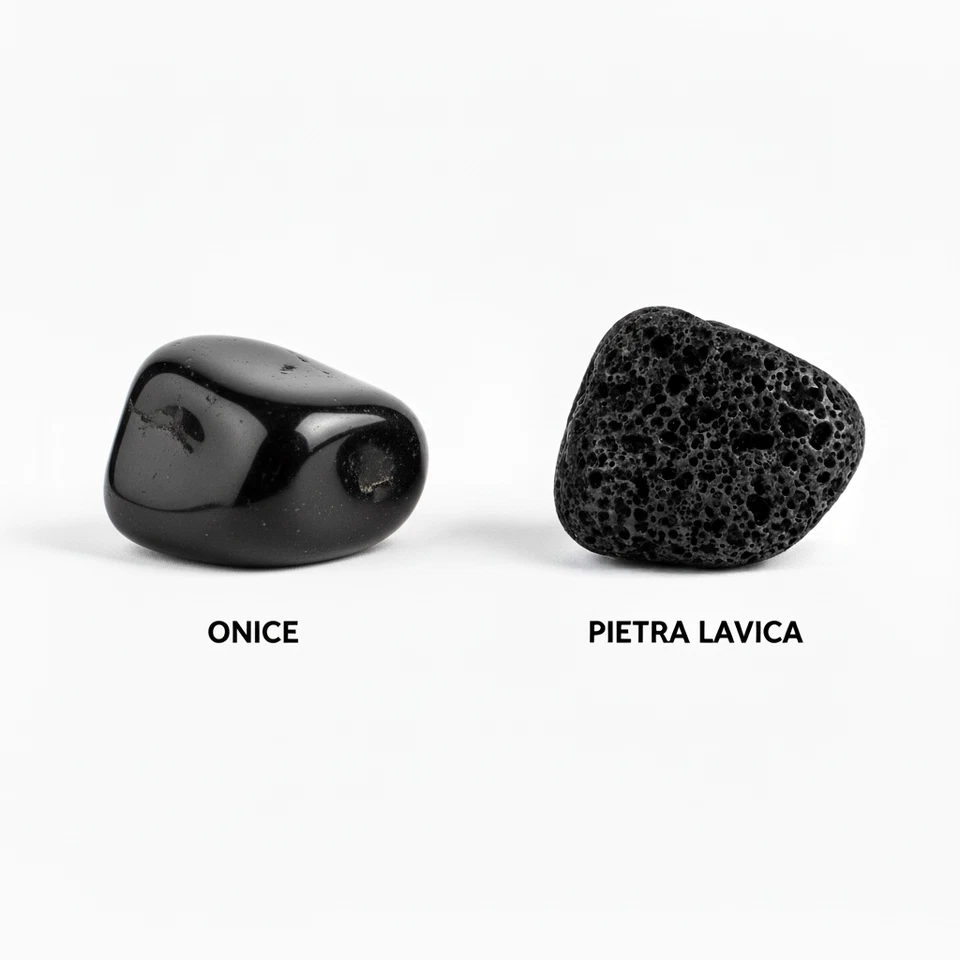 Bracciale in Pietra Lavica Nero Acciaio Argento Pietre Perle braccialetto Uomo - Immagine 2 di 4
