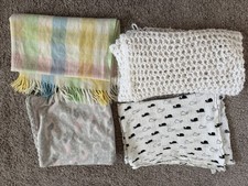 Lot of 4 Varied Baby Blankets Infant Toddler Boy Girl