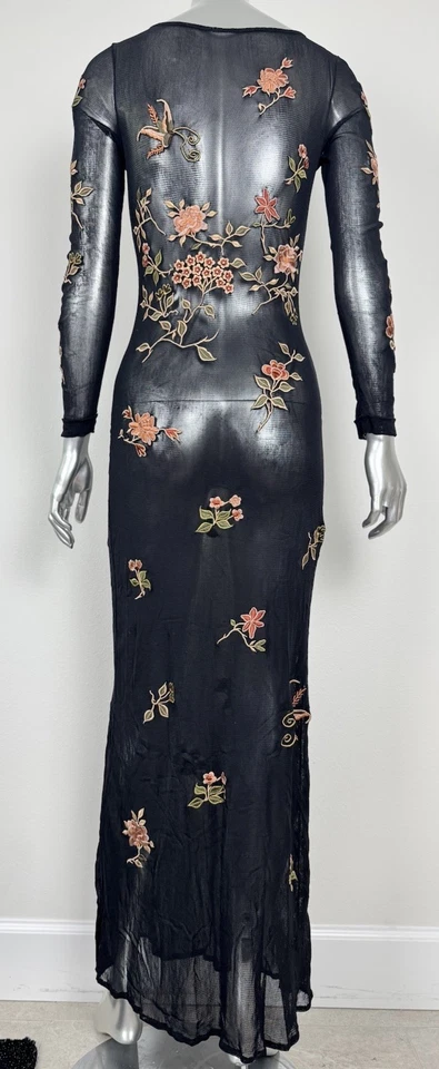 Maxi Vestido VIVIENNE TAM Años 90 Malla Negro Para Mujer’s XS Tigre Tigre Tibetano Lirio Foto 2 de 4