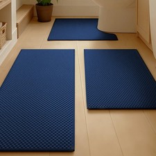 Bathroom Rugs, Ultra Thin Bath Mat, Set of 3, Non-Slip, Quick Dry Absorbent, ...
