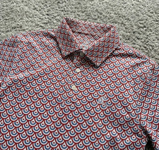 NEW   Rhoback Bunting Performance Polo Flag Red USA Flag Print UPF50 Stretch