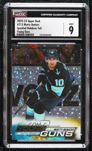 2022-23 Series 1 Young Guns Speckled Rainbow Foil Matty Beniers CGC 9 Rookie RC