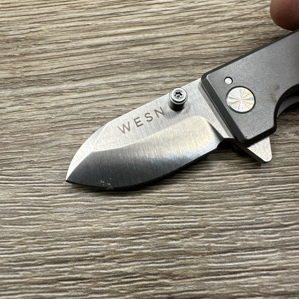 WESN Microblade Frame Lock D2 Folding Pocket Knife Titanium - Image 3 of 4
