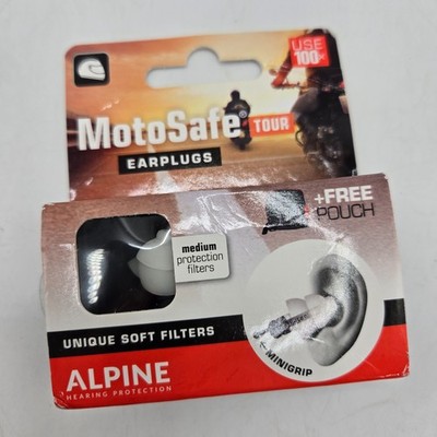 Alpine MotoSafe Tour Motorcycle Ear Plugs Med Wind Noise Reduction 14-19 SNR 17