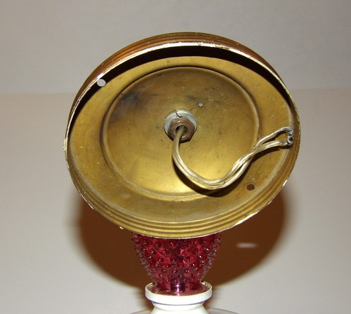 RARE FENTON CRANBERRY OPALESCENT HOBNAIL 5 ARM HANGING LIGHT FIXTURE~NEEDS WIRED - Picture 18 of 24