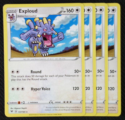 Pokemon Cards 4x Exploud 137/185 Playset Vivid Voltage NM/M