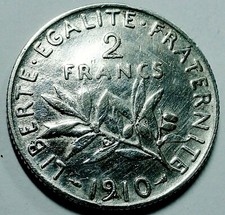 Frankreich 2 Francs 1910 Silber - franz&ouml;sische Republik fast st unz /near unc