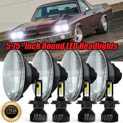 4Pcs 5.75'' 5 3/4'' LED Headlights High-Low Sealed Beam For Chevy Impala El Camino