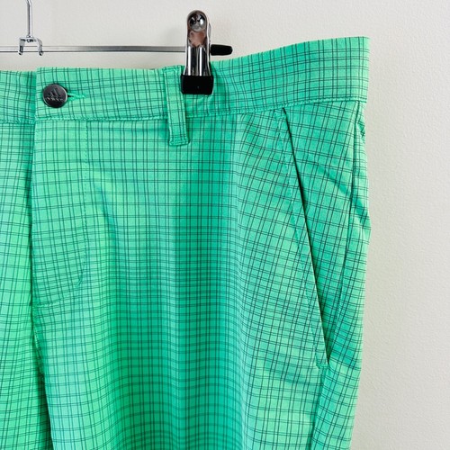 Adidas Golf Pants Mint Green Grey Check Plaid M Bermuda Cargo Shorts - Picture 6 of 15