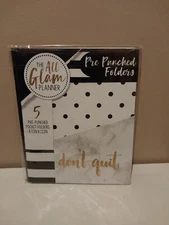 The All Glam Planner 5 Pre Punched Pocket Folders 8.5" X 11" Brand New