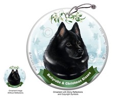 Schipperke Bellyrubs and Christmas Kisses Holiday Ornament