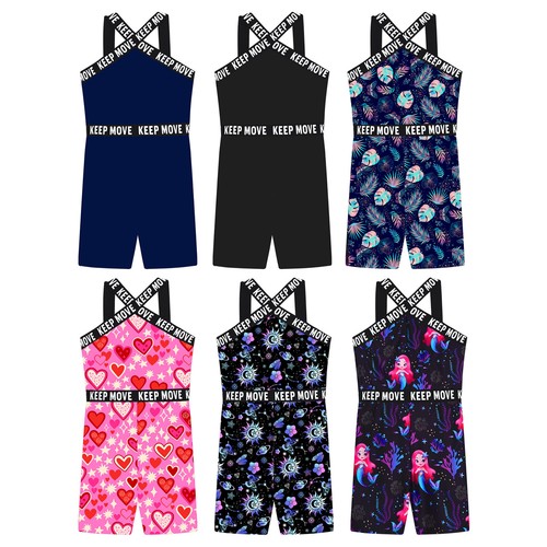 Girls Bathing Suits Pool Swimsuit Colorful Print Jumpsuit Beach Beachwear Kids - Picture 3 of 64
