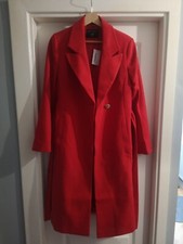 Womens Red Longline Wrap Coat - Size 8 - Dorothy Perkins - New with Tags