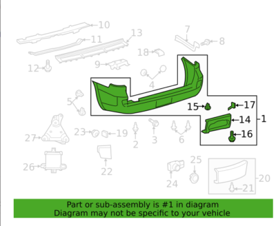 2015-2021 Toyota Land Cruiser Rear Bumper Cover L C | 521596A940
