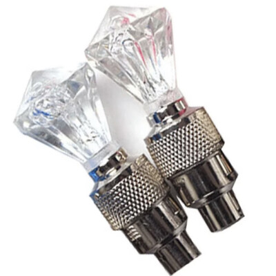 LED Diamond Gem Light 2X Purple Tire Wheel Valve Stem Cap Car Truck Motor Bike