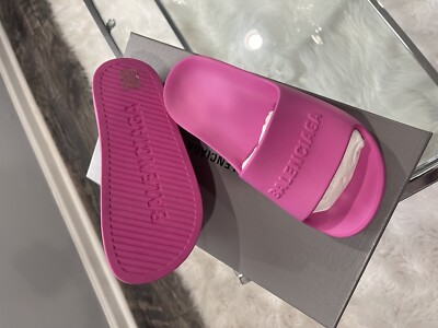 Balenciaga Women's US 5/EU 35 Chunky Rubber Platform Logo Slide