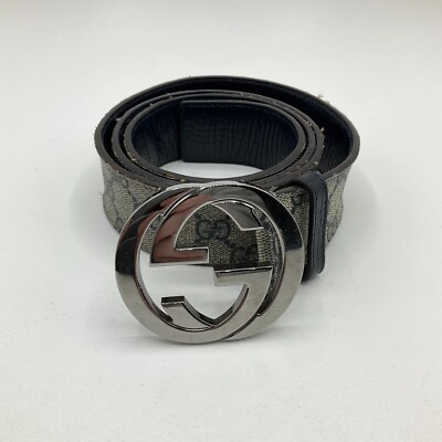 Gucci Beige GG Monogram Belt with Silver Interlocking G Buckle! GG Supreme Beige Belt With Silver G Buckle | GUCCI® US main image 4