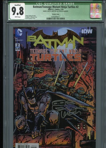 Batman/TMNT #2 (Signed & Sketch) CGC (Q) 9.8 WP ((Qualified Grade))