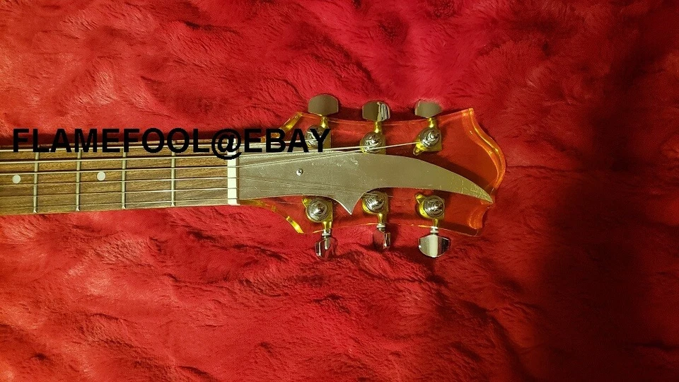 B.C. Rich Gibson-Epiphone Acrílico Sinsonte Transparente Ámbar Personalizado con LED Brillo Foto 3 de 4