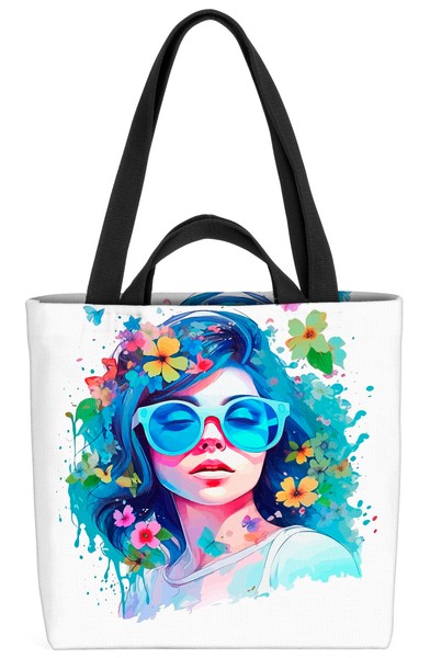MäDchen Sonnenbrille Pop Art Tasche Blumen GeblüMt Pflanzen Blumenmuster Frau M-image