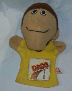 Vintage 1970s DAD'S ROOT BEER Soda Pop Cloth HAND PUPPET - Bottle Old Style Logo