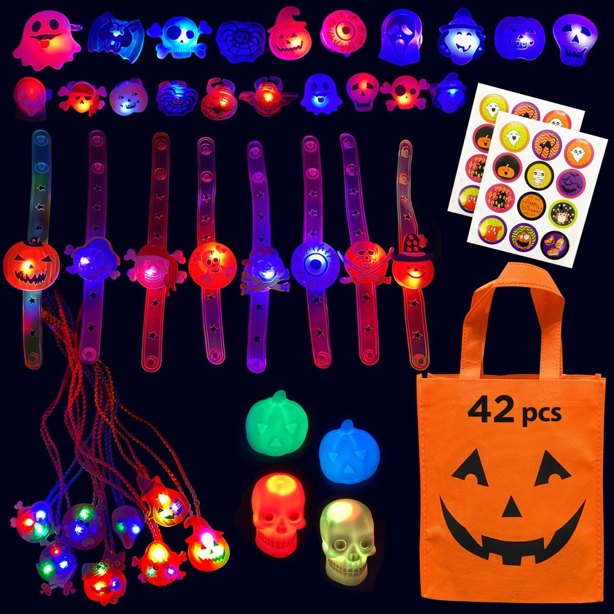 Glow in The Dark Halloween Party Favors Carnival Prizes Halloween Toys 42 PACK