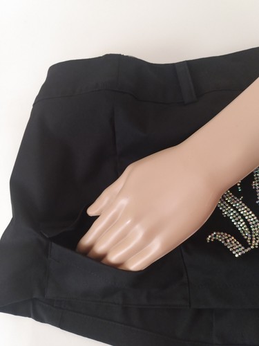 Stay Punk Girls Black Rhinestone Zip Pockets Mini Skirt - Picture 6 of 13