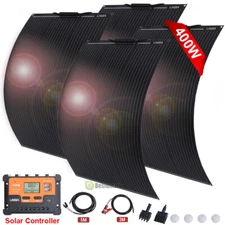 200W/400W Flexible Solar Panel Kit 12V Battery Charger w/ Controller RV camping