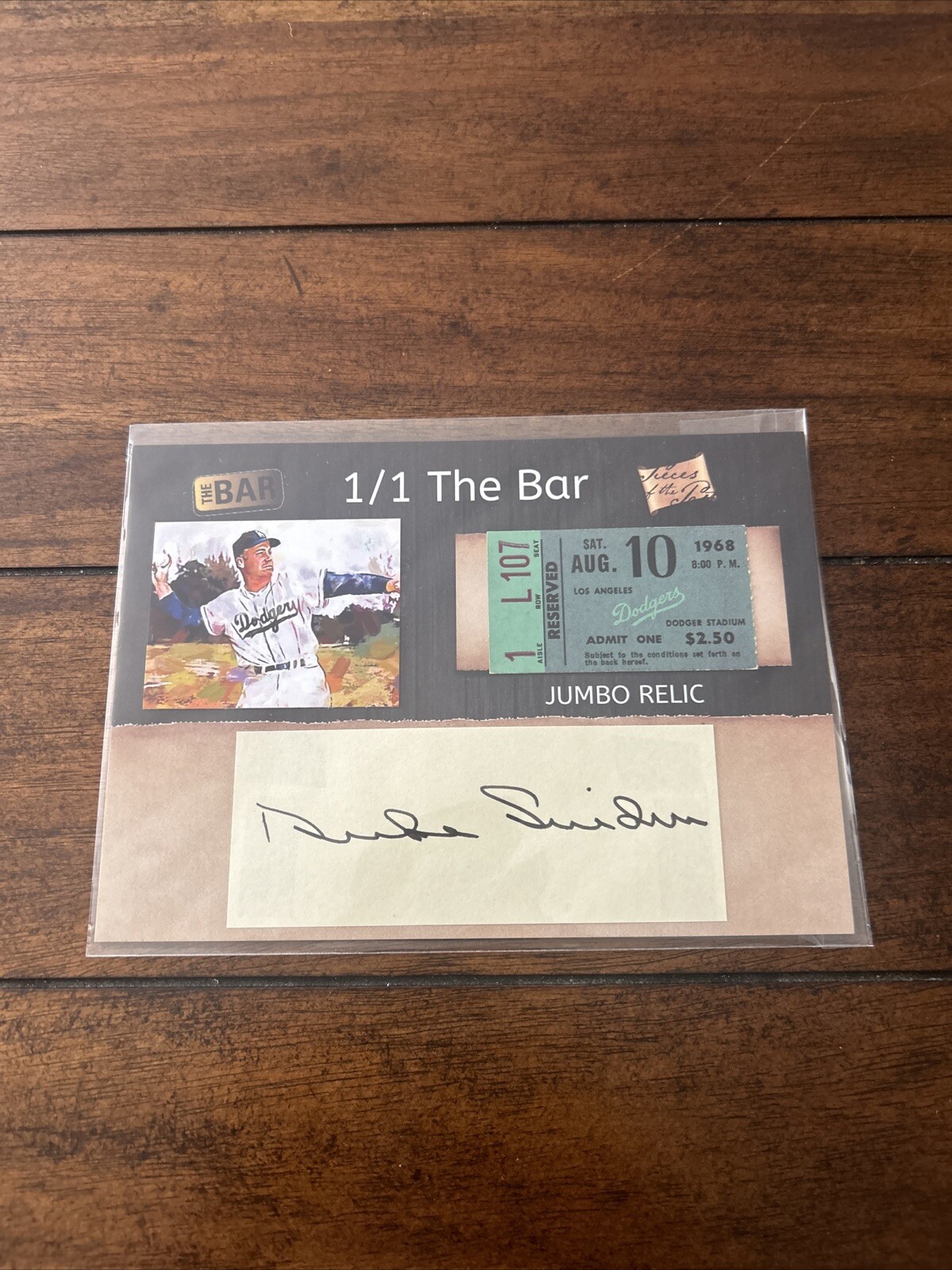 Duke Snider Autographed Signed 2020 THE BAR PIECES OF PAST 7x5 PSA Certified 1/1 