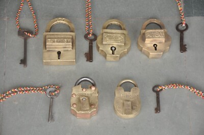 5 PC Vintage Verschiedene Marken Solid Handgefertigter Vorhängeschlösser, Schöne