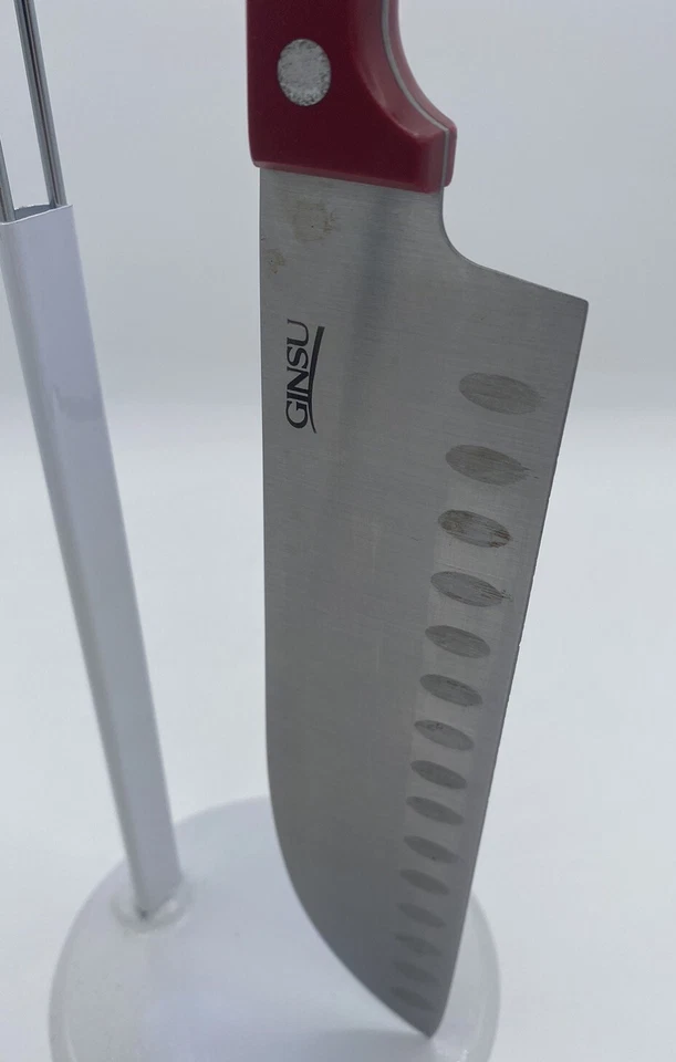 Cuchillo GINSU Kiso 7" Santoku rojo apto para lavavajillas hoja de acero inoxidable Foto 3 de 4