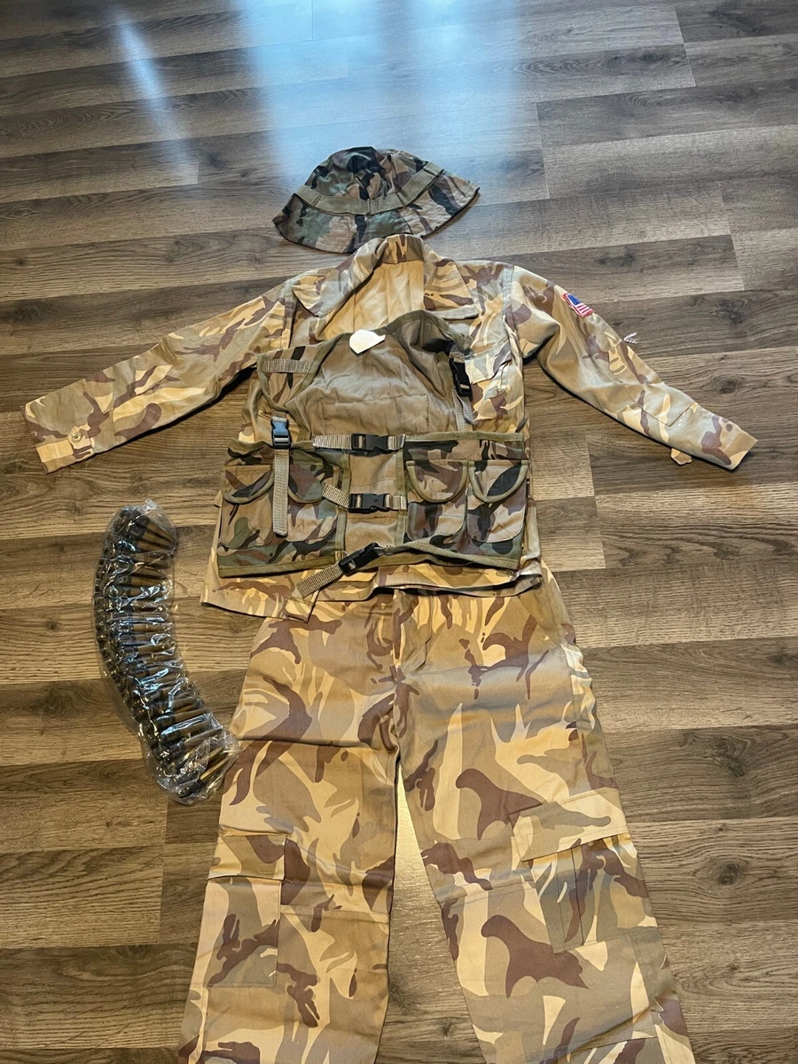 Child Kids US Soldier Costume Size M Camo with shirt,vest,hat,pants and  fake amm