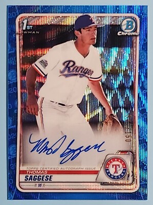 2020 Bowman Chrome Draft CDA-TSA Thomas Saggese Auto Blue Wave /150