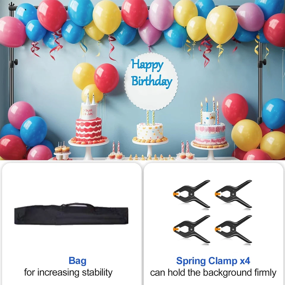 KIT de soporte de telón de fondo de alta resistencia de 6,5 pies soporte de fondo para estudio de fotografía + abrazadera Foto 4 de 4