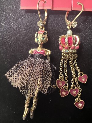 Betsey Johnson Imperial Fox Collection Ballerina Mismatched Earrings Rare - 11