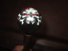 MW.A118: SCARRY ILLUSTRATED SKULL HEAD ON ASH WOOD SHAFT WALKING STICK CANE