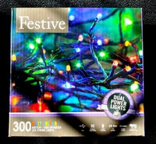 FESTIVE DUAL POWER LED LIGHTS 300 MULTI-COLOR Battery/USB