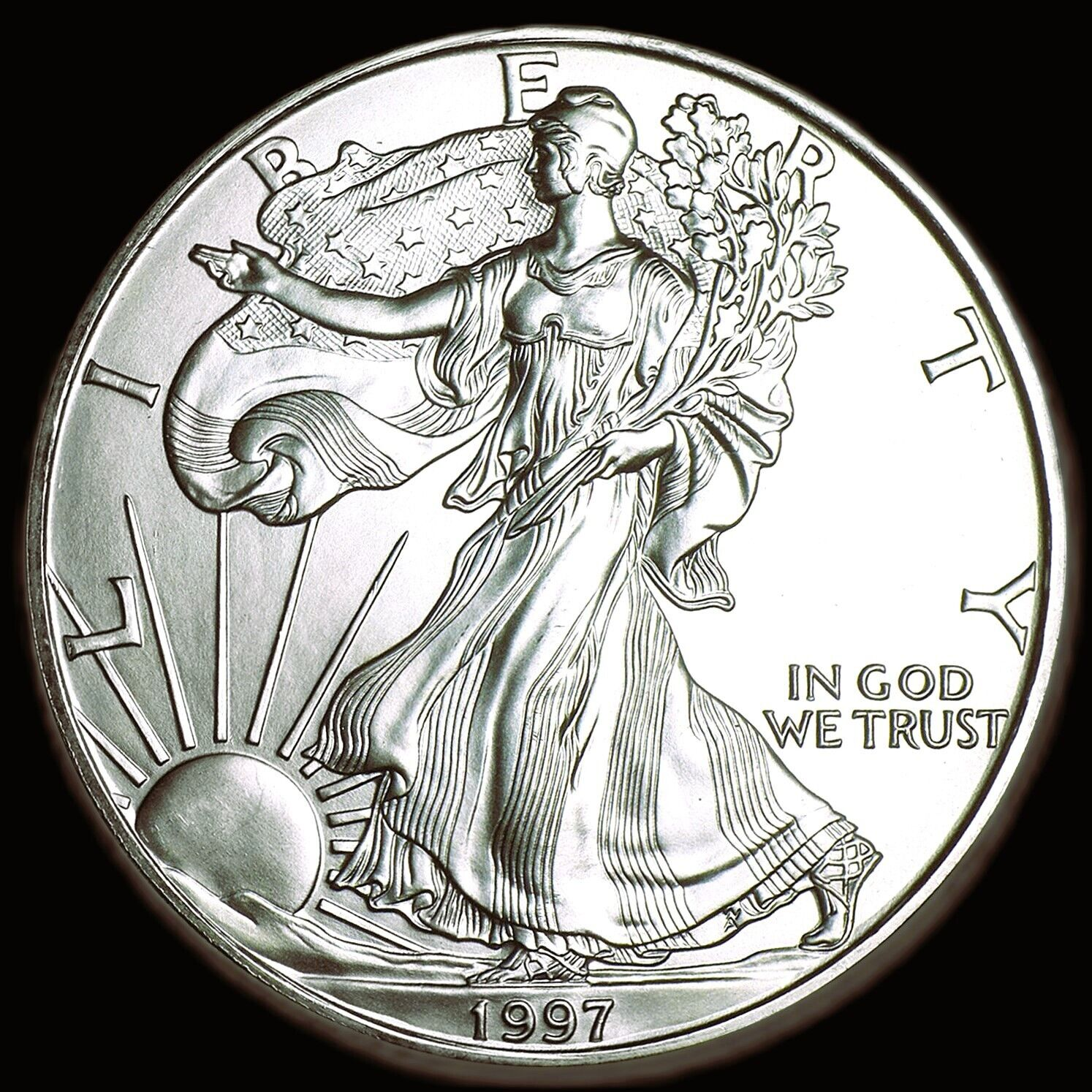 1997  AMERICAN SILVER EAGLE  1  OZ.  PURE FINE SILVER  BULLION COIN  999  BU-UNC
