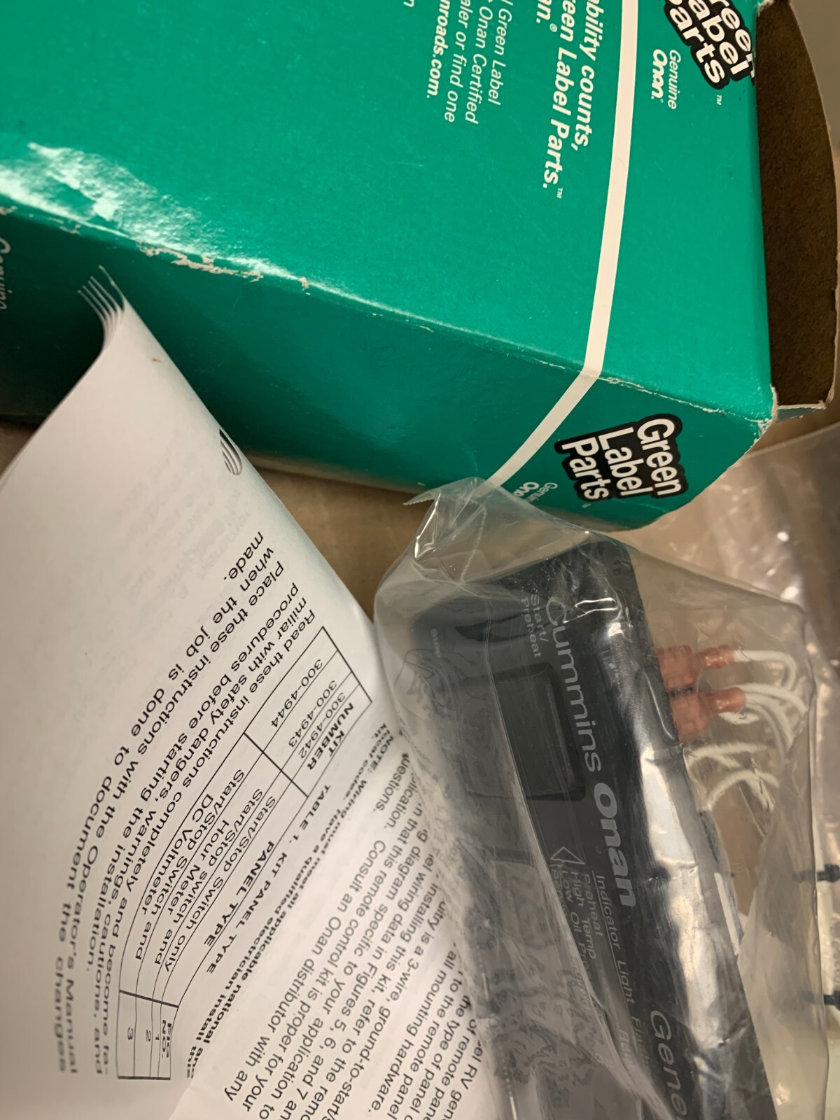 ONE GENUINE CUMMINS ONAN KIT REMOTE PANEL GENERATOR START / PREHEAT 300