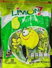WHOLESALE Limon 7 Paleta Lollipop W/ Lemon Salt Powder Candy 30 pcs Ea (24 Bags)
