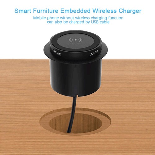 Pop-up Desktop Embedded Fast Wireless Charger With USB Port For Smartphone _ou - Zdjęcie 9 z 11