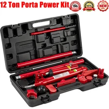 12 Ton Heavy Duty Porta Power Hydraulic Jack Auto Body Frame Repair Kit Lift Ram