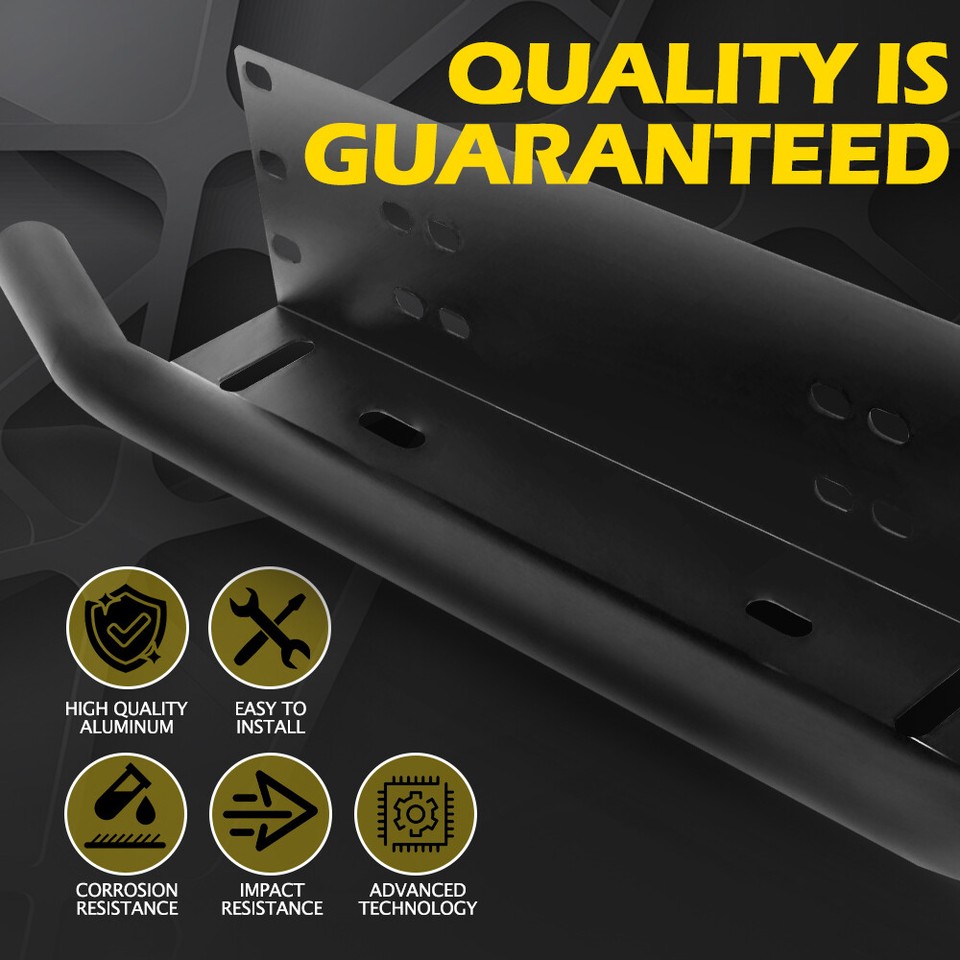 23" Bull Bar Front Bumper License Plate Mount Bracket With LED Light Holder – Off-Road – Black Aluminum – TB