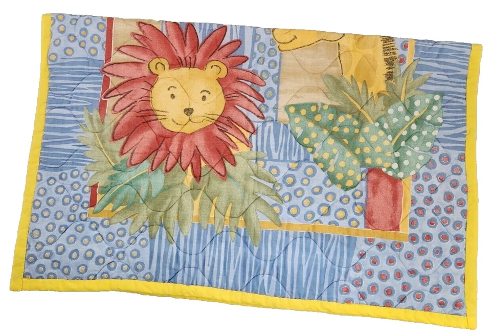 Edredón de safari de animales de la selva azul manta de bebé retro para bebé Blankie Foto 3 de 4